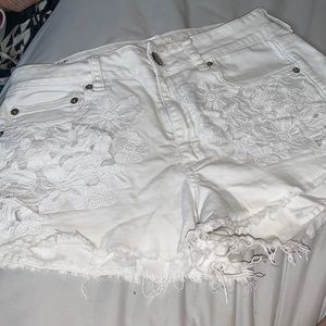 American Eagle white jean shorts
